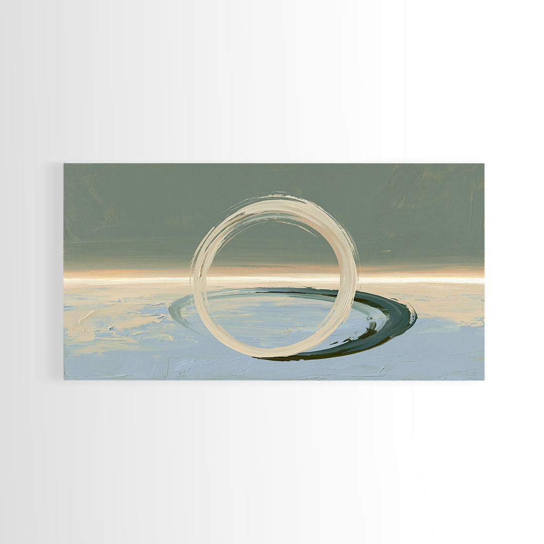 Minimal Zen Circle Brushstroke Framed Canvas Print, Spa Art, Minimalist Decor, Spa Decor, Fine Art, Serenity, Contemporary Art, SPA-2x1-28