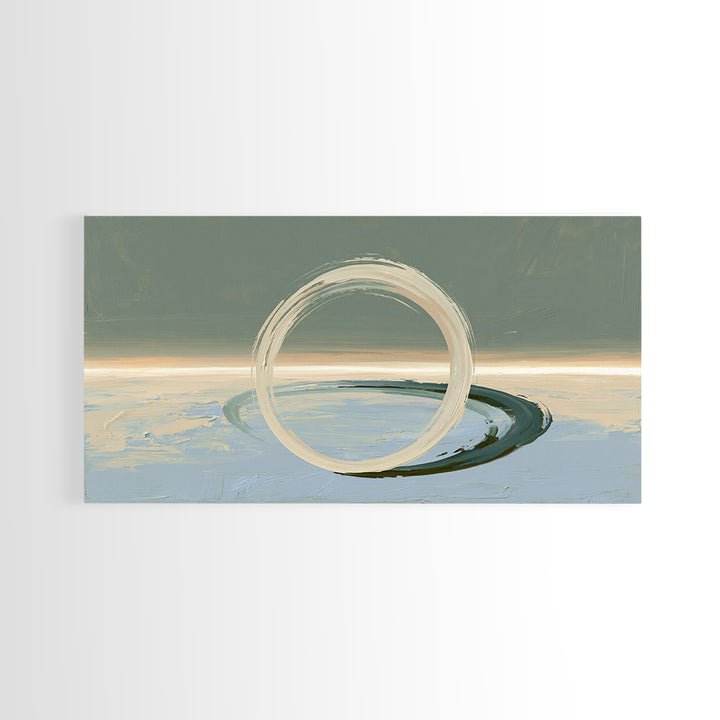 Minimal Zen Circle Brushstroke Framed Canvas Print, Spa Art, Minimalist Decor, Spa Decor, Fine Art, Serenity, Contemporary Art, SPA-2x1-28
