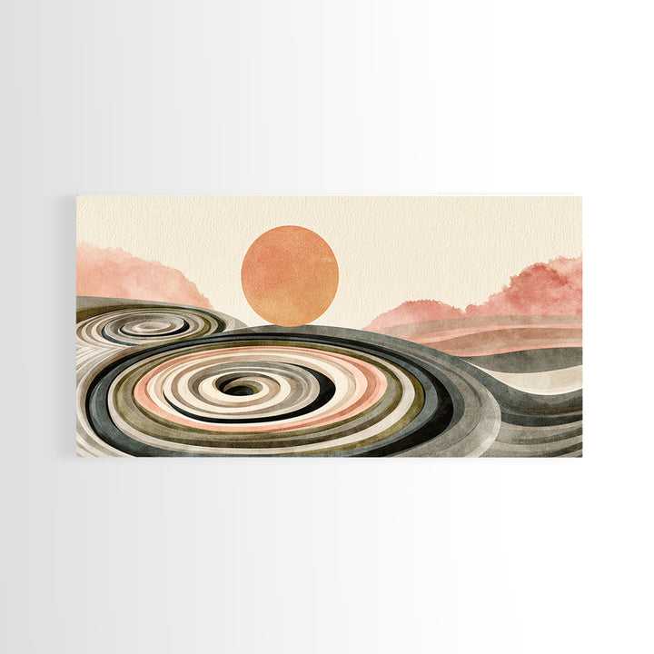 Sand Garden Lines Canvas Print, Spa Art, Wall Art, Spa Decor, Watercolor Art, Serenity, Dog Wall Art, Abstract Print, SPA-2x1-32