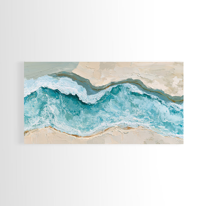 Blue Lagoon Water Seen from Above Framed Canvas Print, Spa Art, Art, Spa Decor, Serenity, Abstract Print, Minimalist Art, SPA-2x1-40