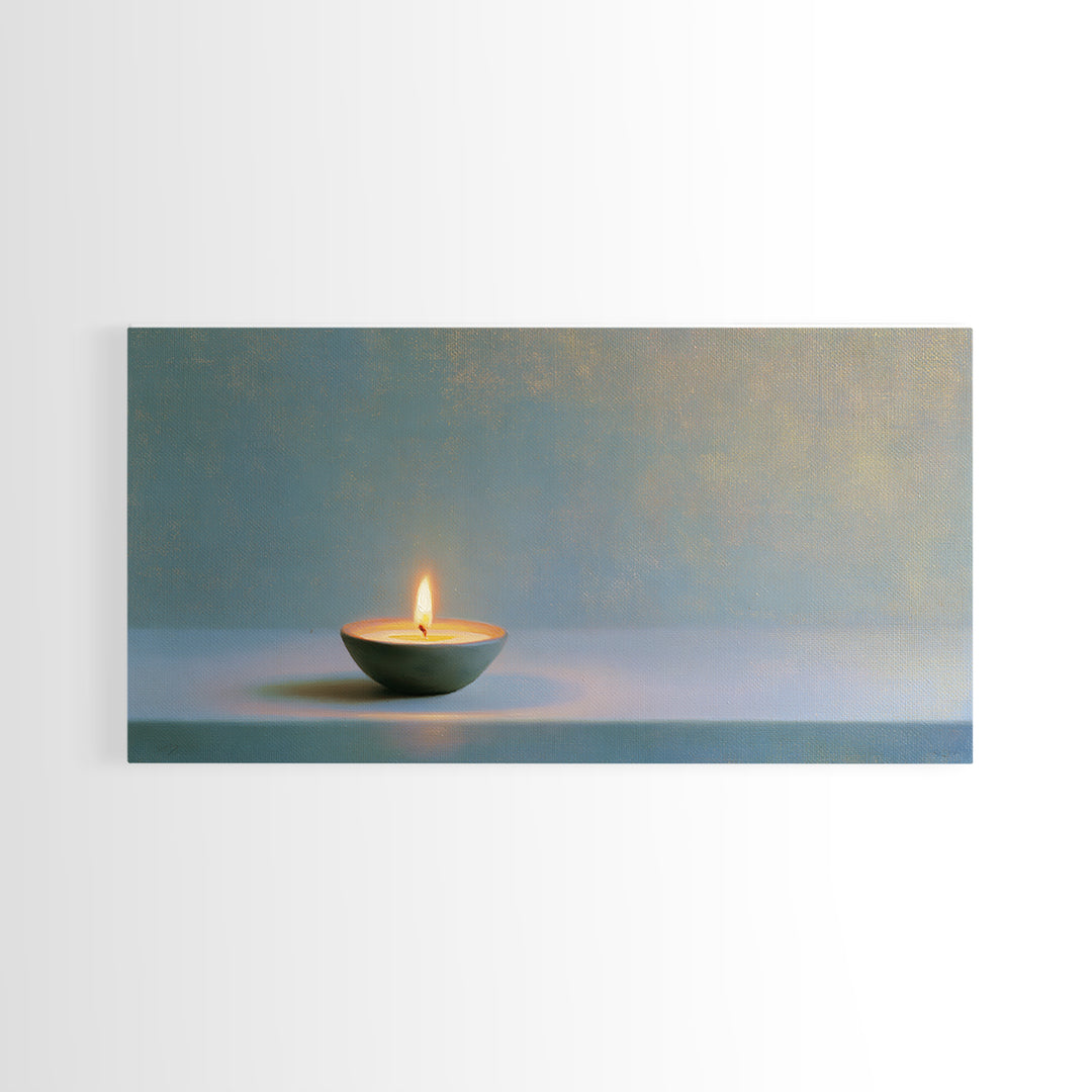 Warm Candle Flame Canvas Print, Spa Art, Abstract Print, Spa Decor, Oil Painting, Serenity, Esthetician Decor, Tarot Card Art, SPA-2x1-53