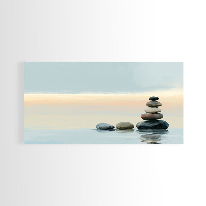 Coastal Horizon in Muted Spa Blues Canvas Print, Spa Art, Printable Wall Art, Spa Decor, Fine Art, Serenity, Feminine Wall Art, SPA-2x1-54