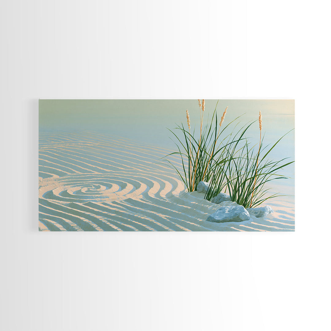 Sand Garden Lines Framed Canvas Print, Spa Art, Wall Art Print, Spa Decor, Fine Art, Serenity, Animal Art, Modern Home Decor, SPA-2x1-56