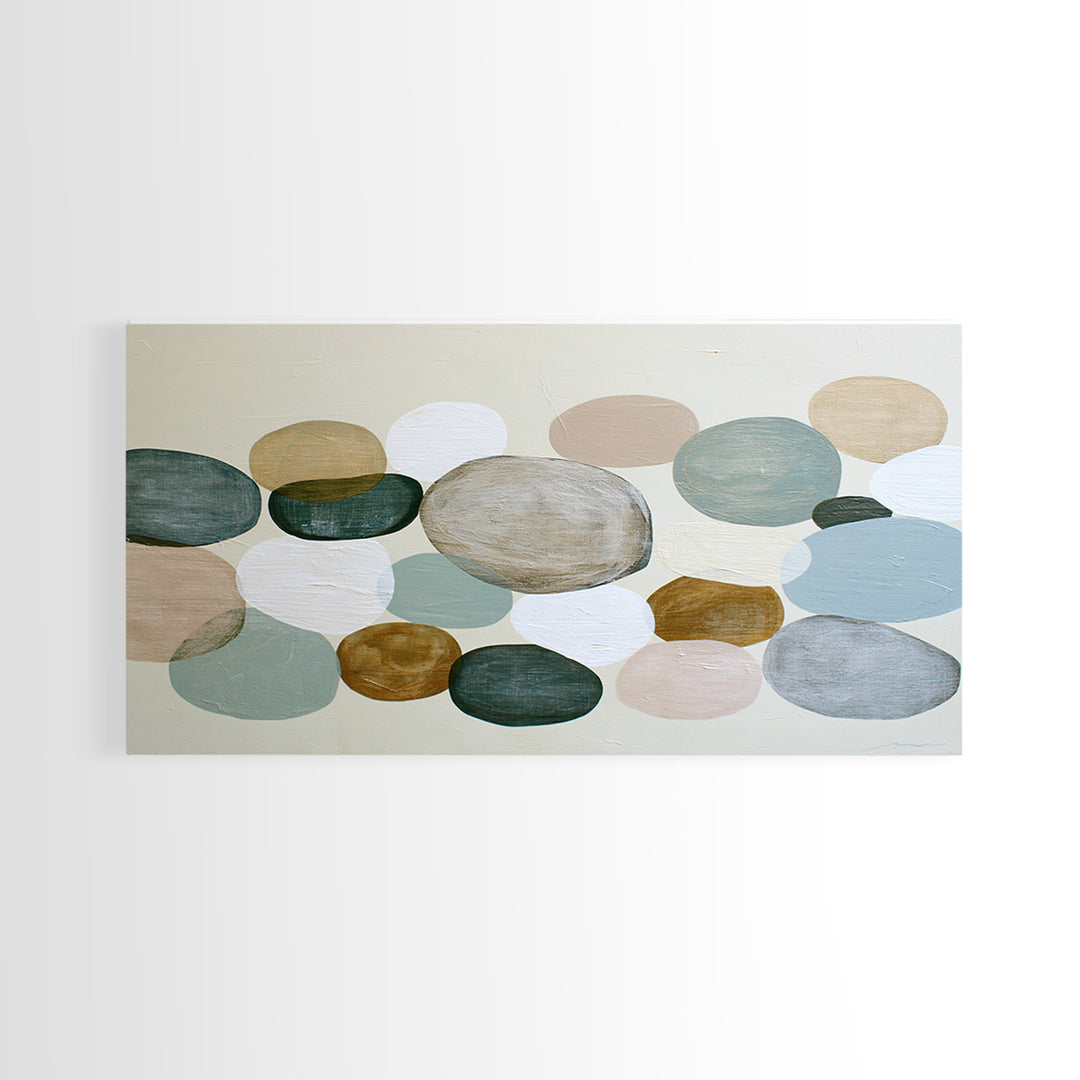 Pebble Texture Abstract Framed Canvas Print, Spa Art, City Art, Spa Decor, Abstract Art, Serenity, Boho Decor, SPA-2x1-59