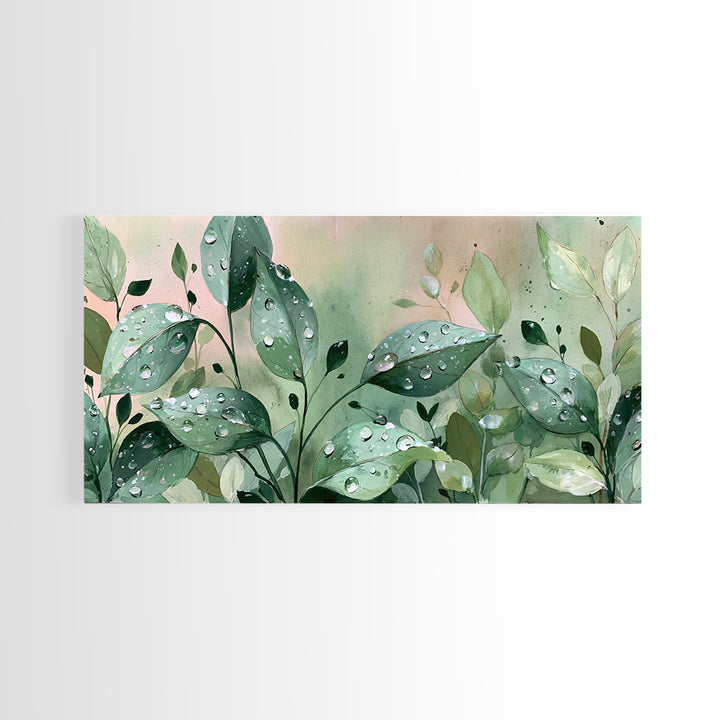 Rain on Leaves Framed Canvas Print, Spa Art, Black Woman Art, Spa Decor, Oil Painting, Serenity, Modern Home Decor, SPA-2x1-60