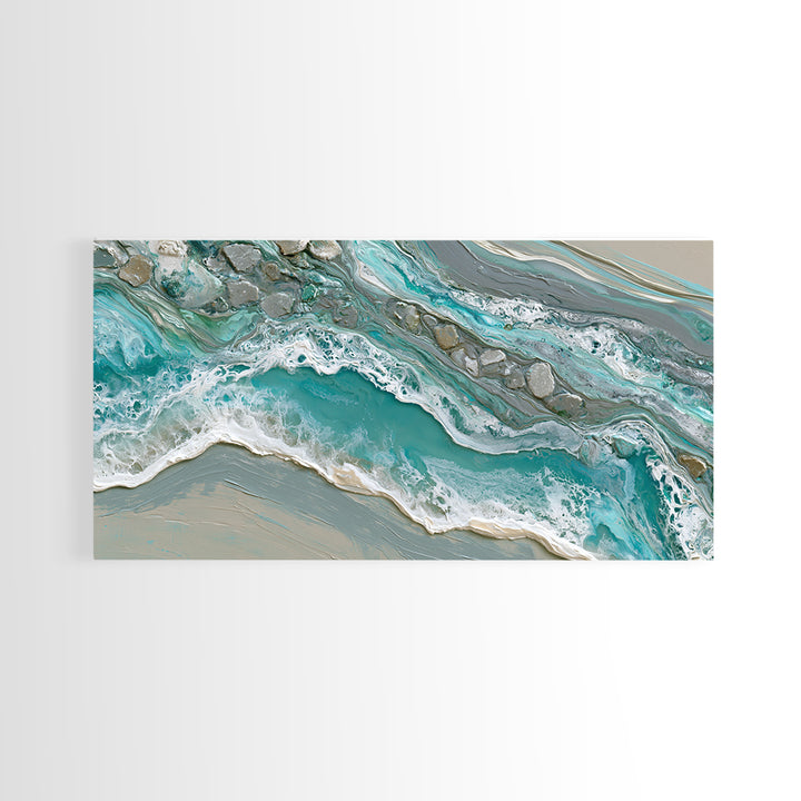 Blue Lagoon Water Seen from Above Canvas Print, Spa Art, Botanical Art, Spa Decor, Fine Art, Serenity, Fashion Wall Art, SPA-2x1-64