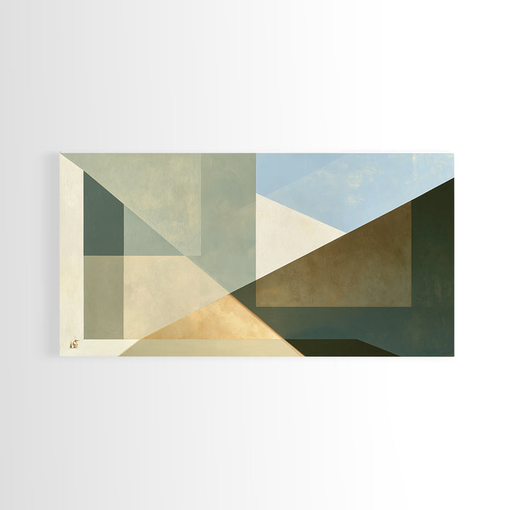 Sage and Ivory Geometric Calm Composition Framed Canvas Print, Spa Art, Contemporary Art, Spa Decor, Fine Art, Serenity, SPA-2x1-65