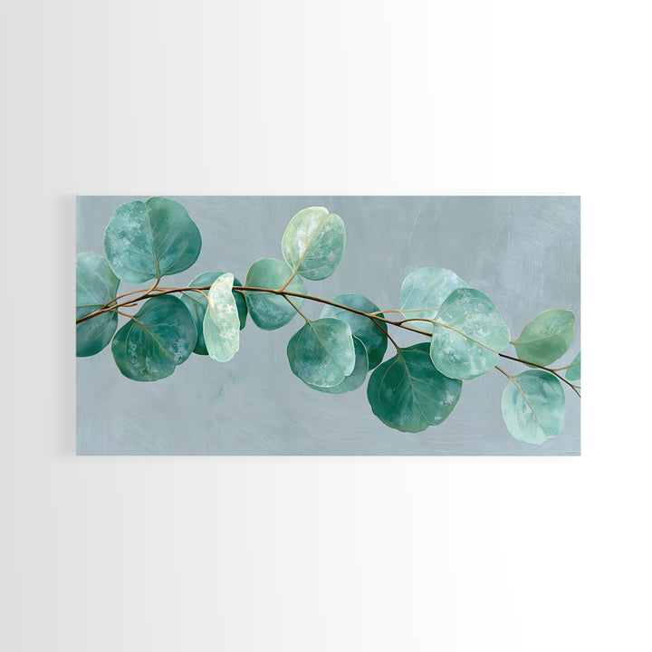 Eucalyptus Branch in Soft Green Watercolor Canvas Print, Spa Art, Dog Canvas, Spa Decor, Fine Art, Serenity, Art Print, SPA-2x1-71