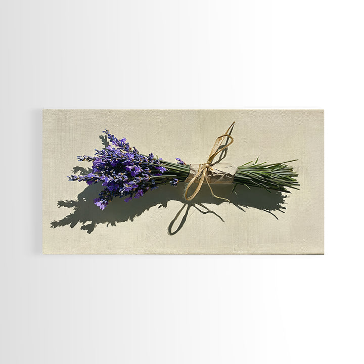 Lavender Bundle with Soft Shadow Framed Canvas Print, Spa Art, Art Print, Spa Decor, Fine Art, Serenity, Botanical Art, SPA-2x1-75