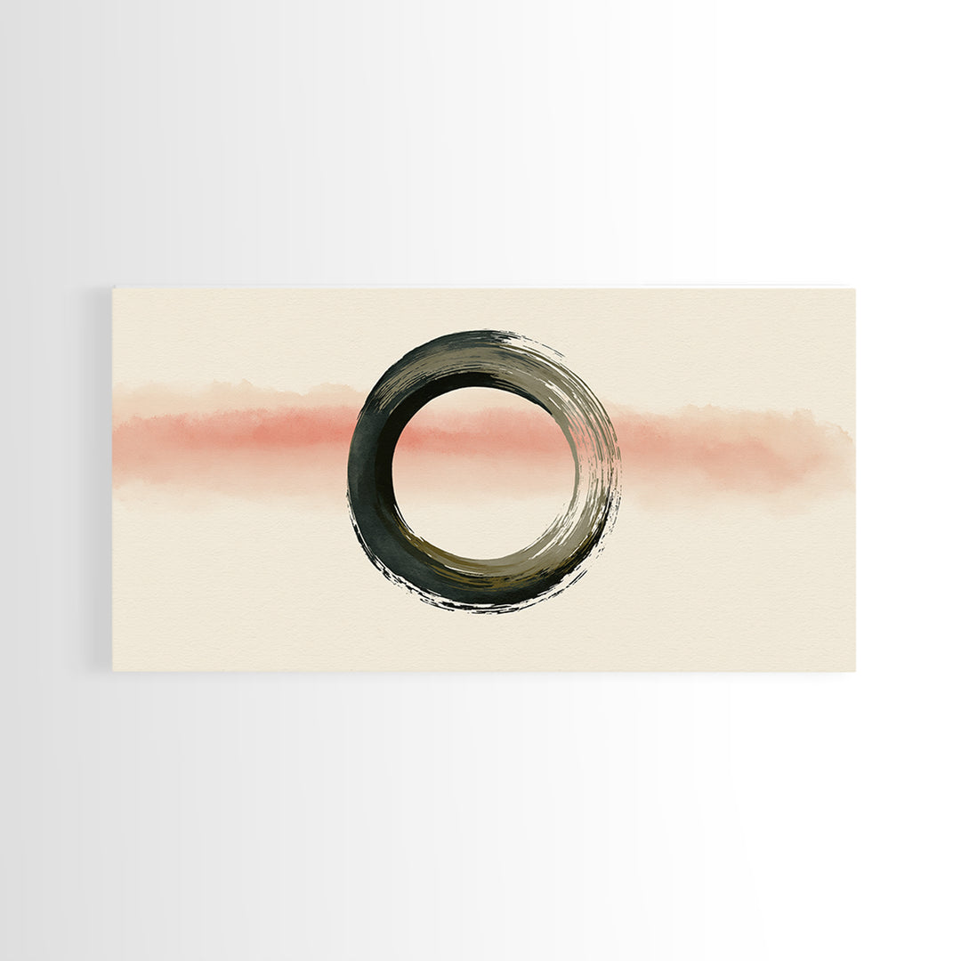 Minimal Zen Circle Brushstroke Canvas Print, Spa Art, Feminine Wall Art, Spa Decor, Fine Art, Serenity, Hair Salon Wall Art, SPA-2x1-76