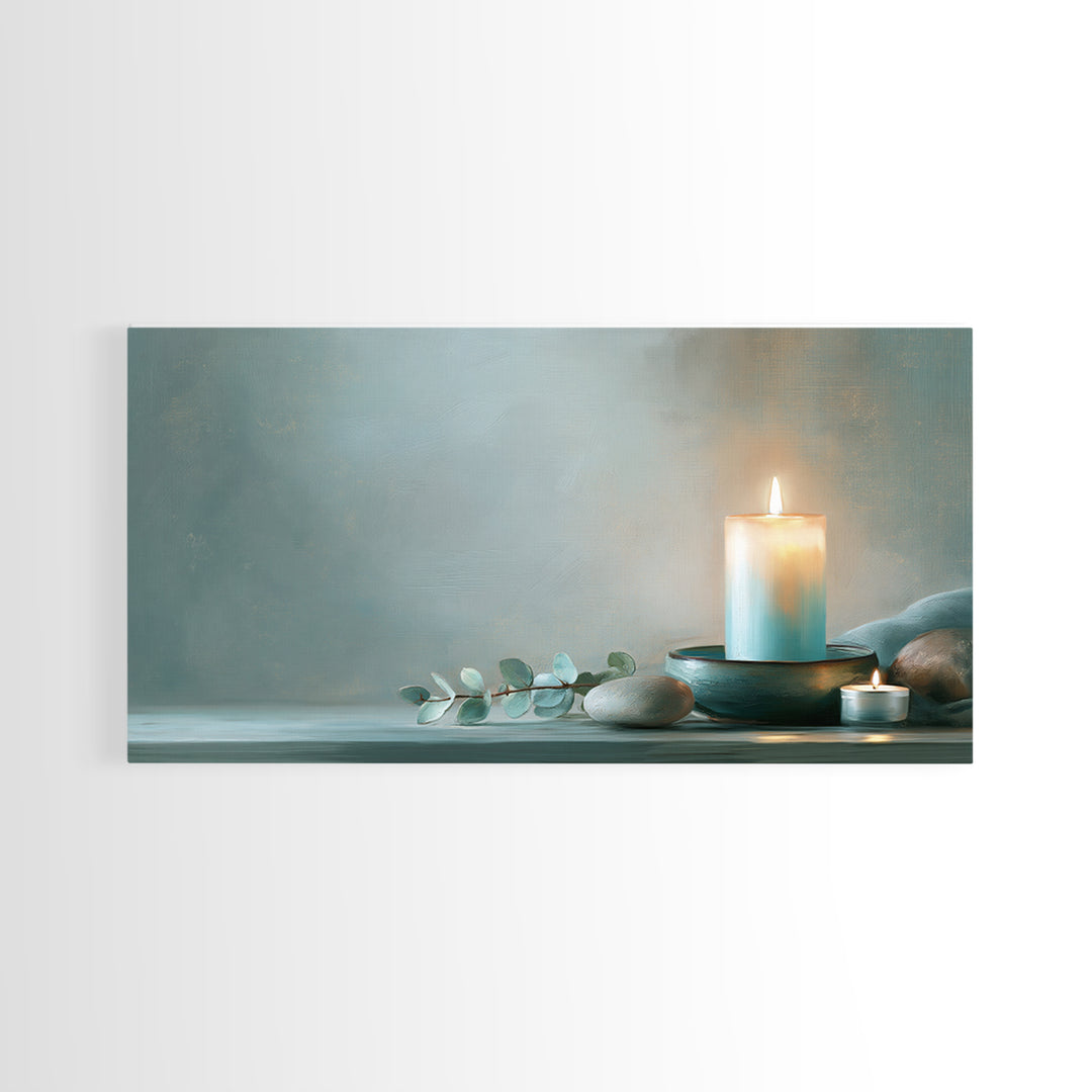 Warm Candle Flame Canvas Print, Spa Art, Abstract Print, Spa Decor, Oil Painting, Serenity, Esthetician Decor, Tarot Card Art, SPA-2x1-77