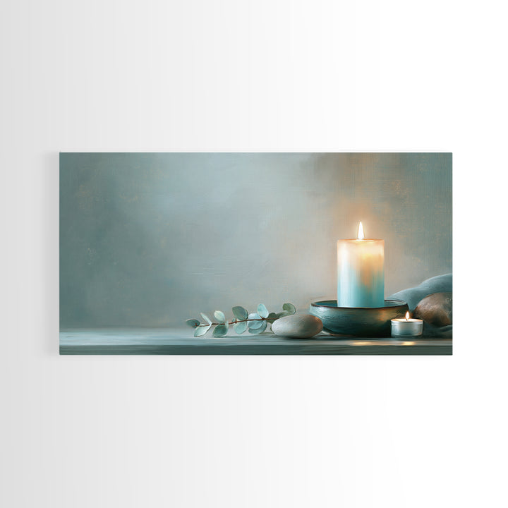 Warm Candle Flame Canvas Print, Spa Art, Abstract Print, Spa Decor, Oil Painting, Serenity, Esthetician Decor, Tarot Card Art, SPA-2x1-77