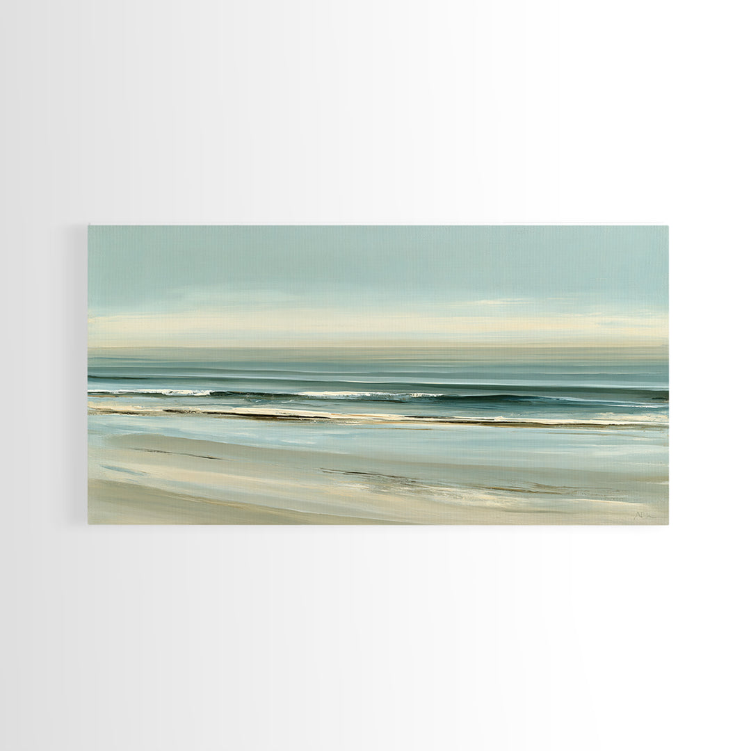 Coastal Horizon in Muted Spa Blues Canvas Print, Spa Art, Printable Wall Art, Spa Decor, Fine Art, Serenity, Feminine Wall Art, SPA-2x1-78