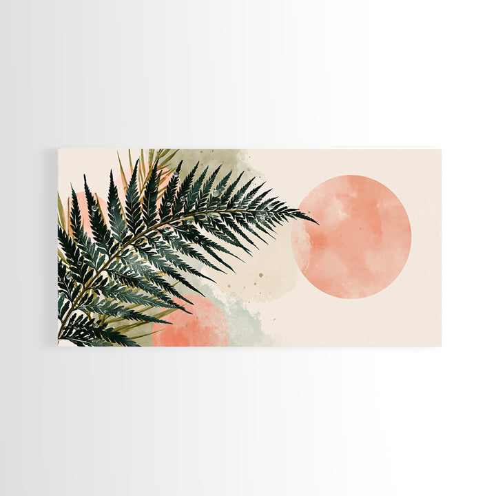 Fern Leaf Closeup Framed Canvas Print, Spa Art, Tarot Card Art, Spa Decor, Watercolor Art, Serenity, Textured Painting, SPA-2x1-79