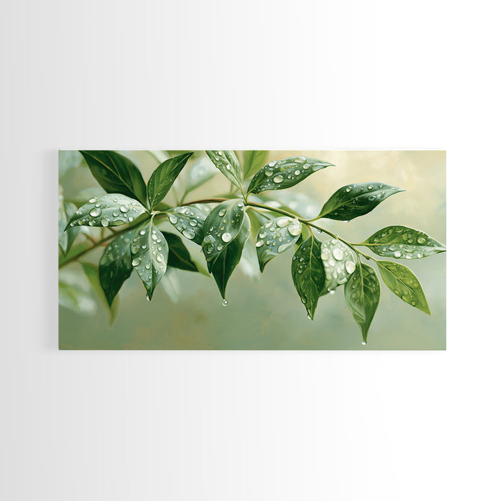 Rain on Leaves Framed Canvas Print, Spa Art, Animal Art, Spa Decor, Fine Art, Serenity, Gallery Decor, Neutral Decor, SPA-2x1-84