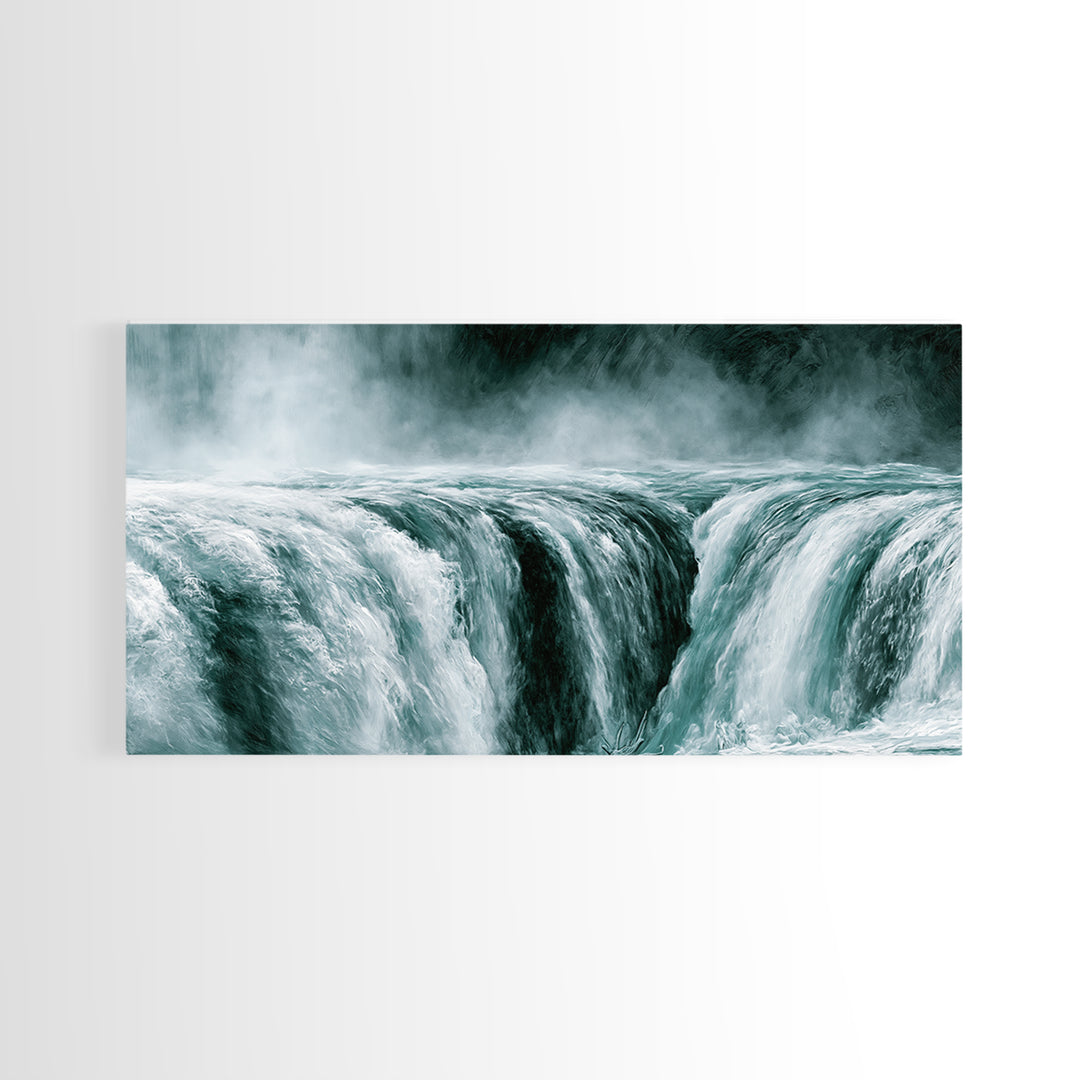 Serene Waterfall with Mist Framed Canvas Print, Spa Art, Wall Art Print, Spa Decor, Serenity, Animal Art, Modern Home Decor, SPA-2x1-86