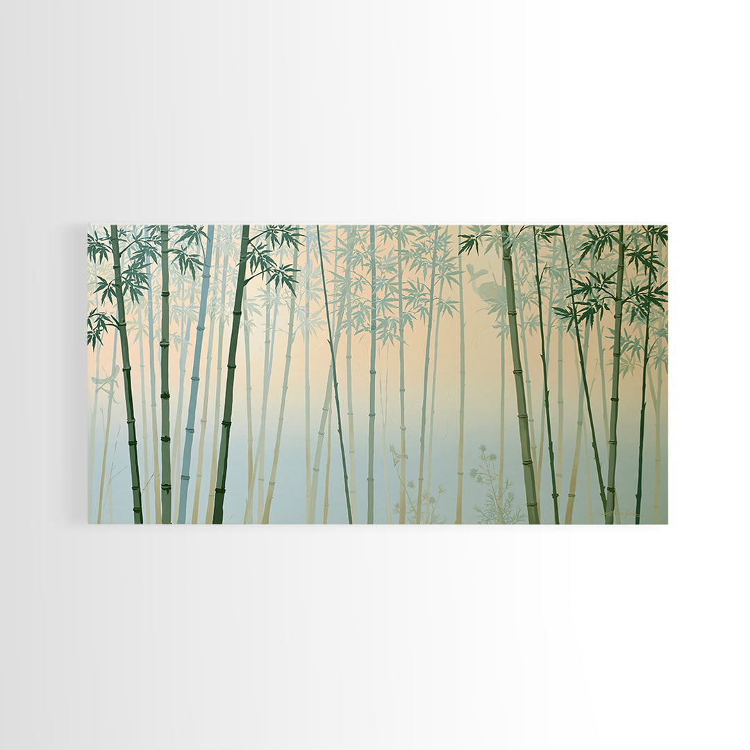 Misty Bamboo Forest Framed Canvas Print, Spa Art, Modern Home Decor, Spa Decor, Fine Art, Serenity, Neutral Decor, Modern Decor, SPA-2x1-97