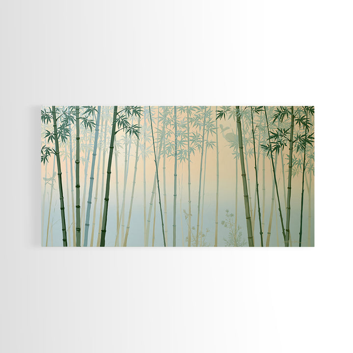 Misty Bamboo Forest Framed Canvas Print, Spa Art, Modern Home Decor, Spa Decor, Fine Art, Serenity, Neutral Decor, Modern Decor, SPA-2x1-97