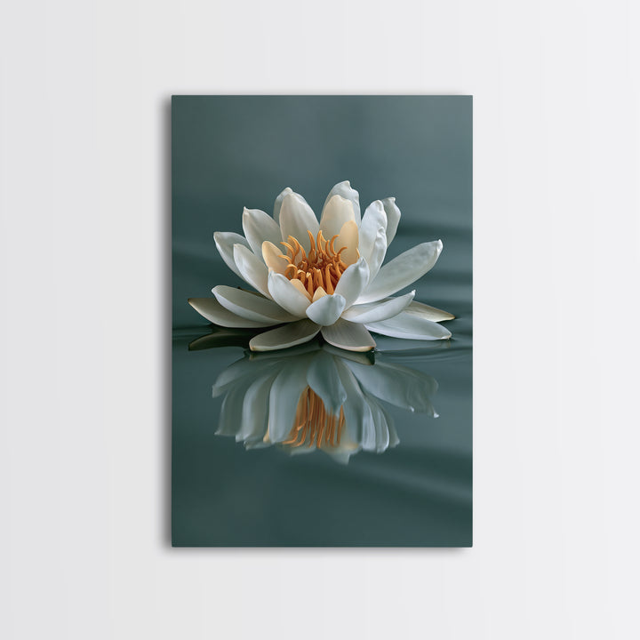 Lotus Flower Floating on Still Pond Framed Canvas Print, Spa Art, Black Woman Art, Spa Decor, Serenity, Modern Home Decor, SPA-2x3-12