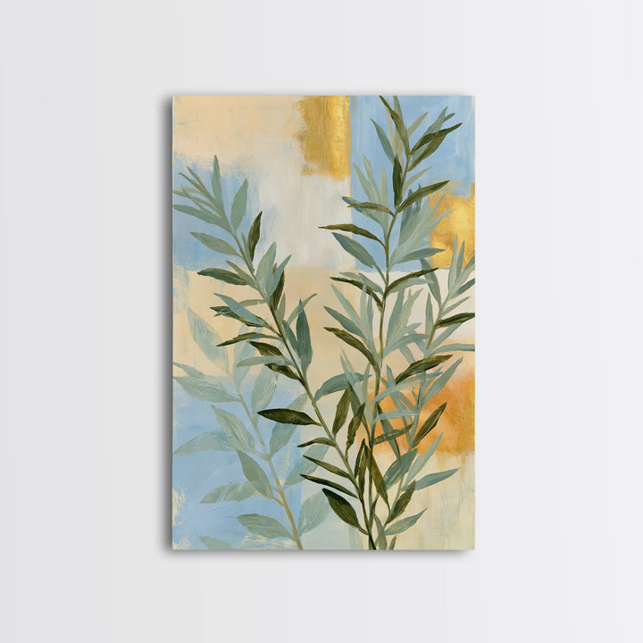 Botanical Herbal Arrangement Framed Canvas Print, Spa Art, Art, Spa Decor, Fine Art, Serenity, Abstract Print, Minimalist Art, SPA-2x3-22