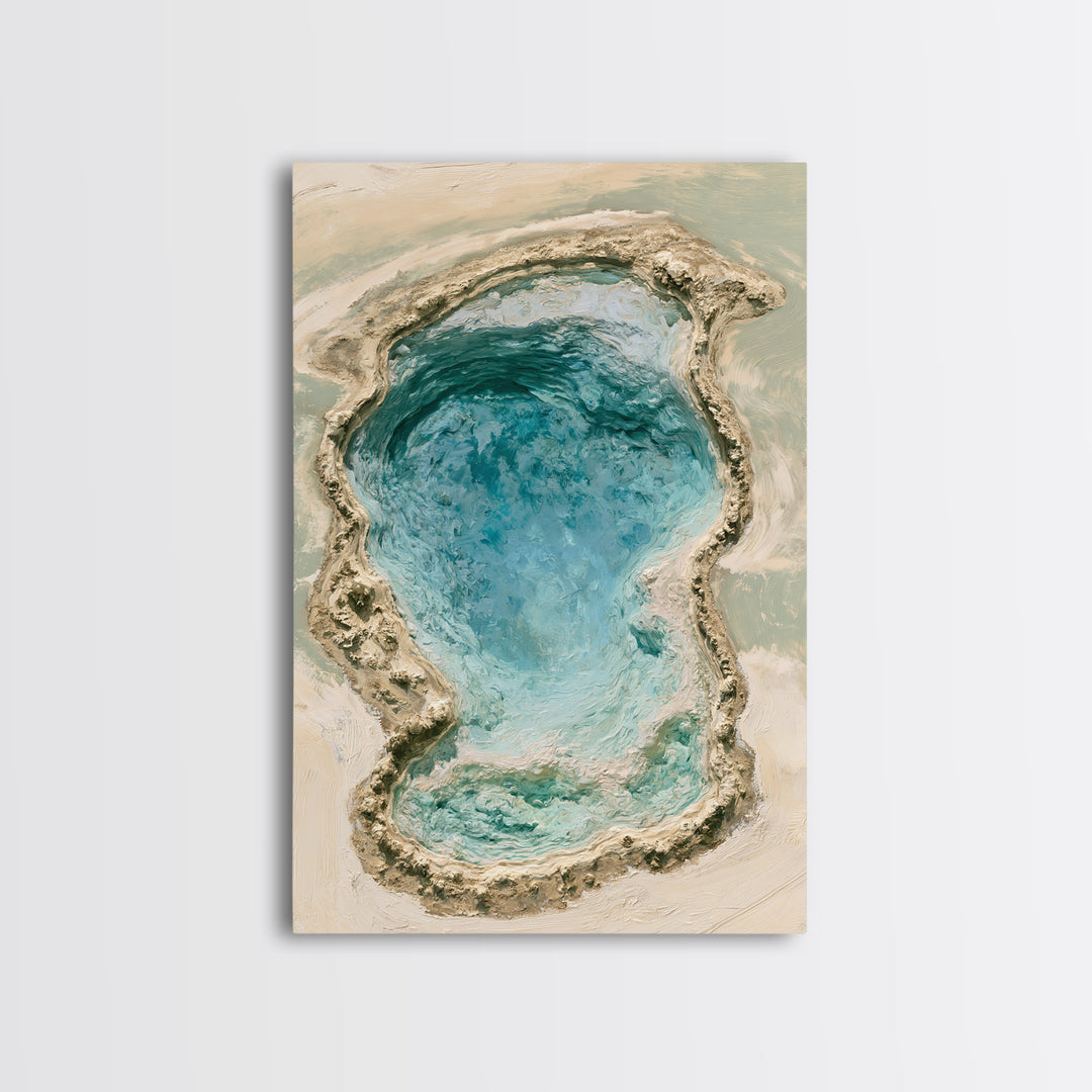 Blue Lagoon Water Seen from Above Framed Canvas Print, Spa Art, Salon Decor, Spa Decor, Fine Art, Serenity, Statement Artwork, SPA-2x3-28