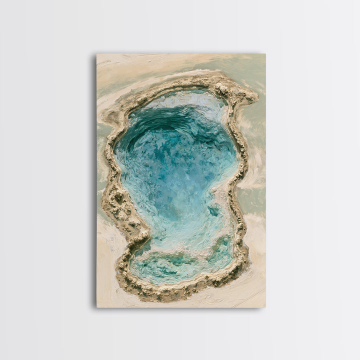 Blue Lagoon Water Seen from Above Framed Canvas Print, Spa Art, Salon Decor, Spa Decor, Fine Art, Serenity, Statement Artwork, SPA-2x3-28