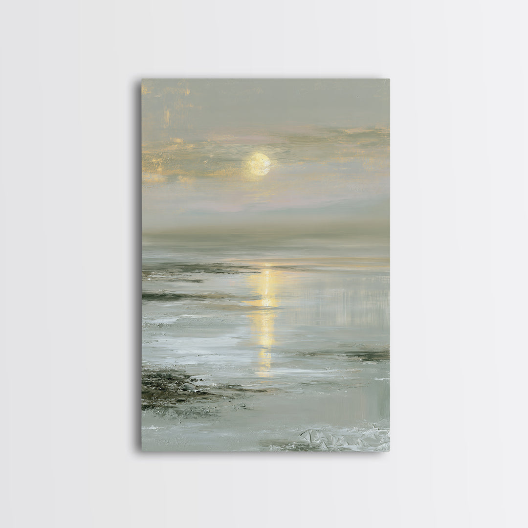 Moonlit Lake Reflection Canvas Print, Spa Art, Art, Spa Decor, Serenity, Abstract Print, Minimalist Art, Feminine Wall Art, SPA-2x3-31