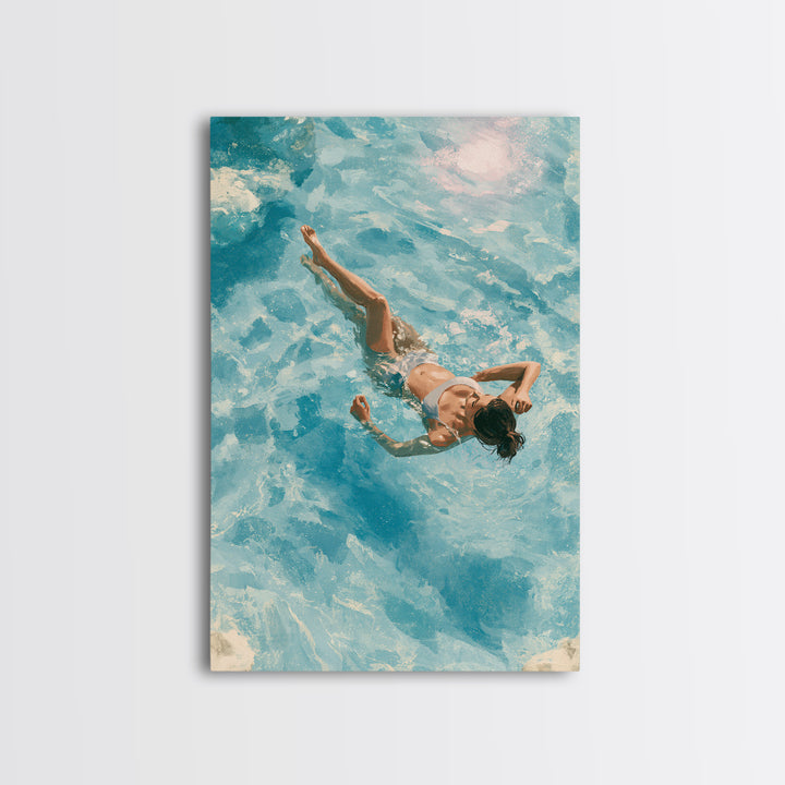 Blue Lagoon Water Seen from Above Framed Canvas Print, Spa Art, Minimalist Decor, Spa Decor, Fine Art, Serenity, SPA-2x3-4
