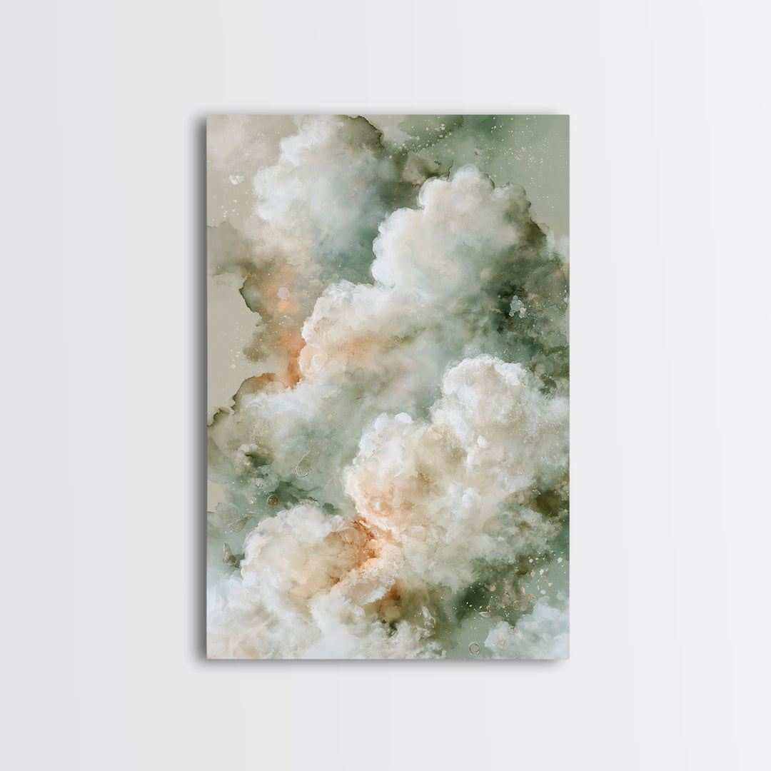 Soft Cloudscape in Cream and Sage Canvas Print, Spa Art, Spa, Spa Decor, Fine Art, Serenity, Teen Girl Room Decor, Dog Canvas, SPA-2x3-45