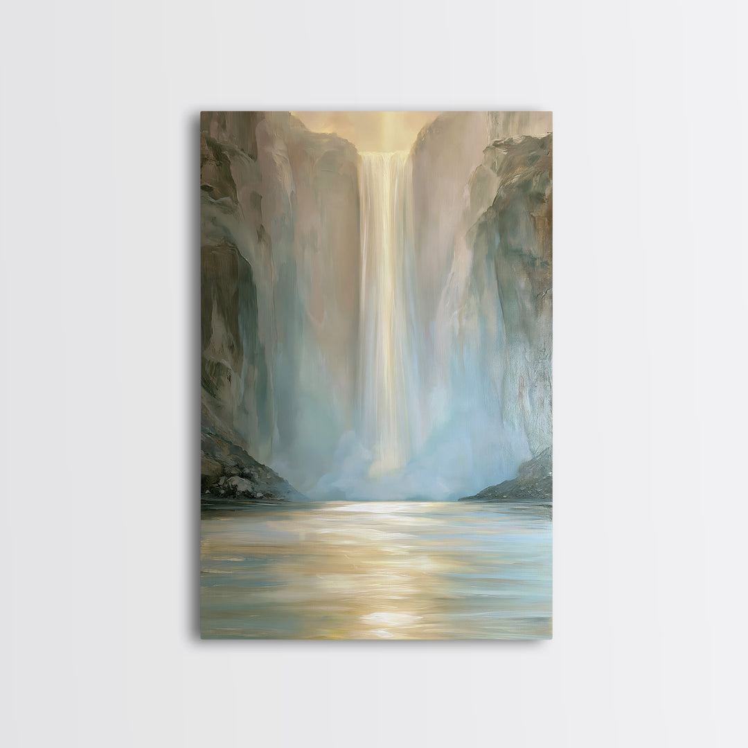 Serene Waterfall with Mist Canvas Print, Spa Art, Wall Decor, Spa Decor, Fine Art, Serenity, Minimalist Art, Feminine Wall Art, SPA-2x3-50