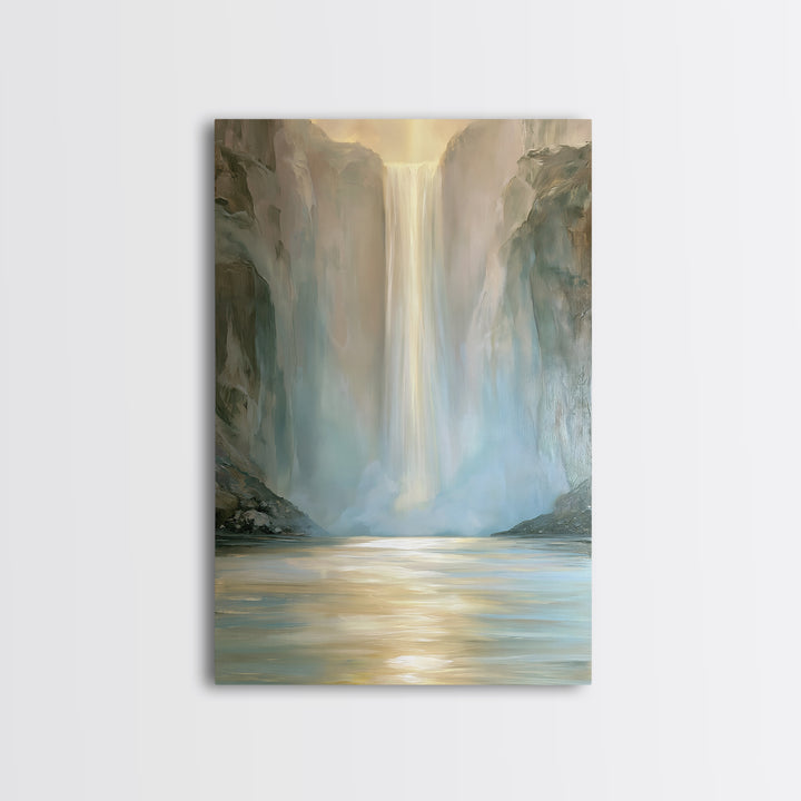 Serene Waterfall with Mist Canvas Print, Spa Art, Wall Decor, Spa Decor, Fine Art, Serenity, Minimalist Art, Feminine Wall Art, SPA-2x3-50