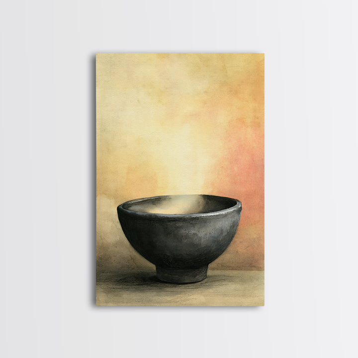 Tea Bowl and Steam Still Life Canvas Print, Spa Art, Printable Wall Art, Spa Decor, Fine Art, Serenity, Feminine Wall Art, SPA-2x3-54