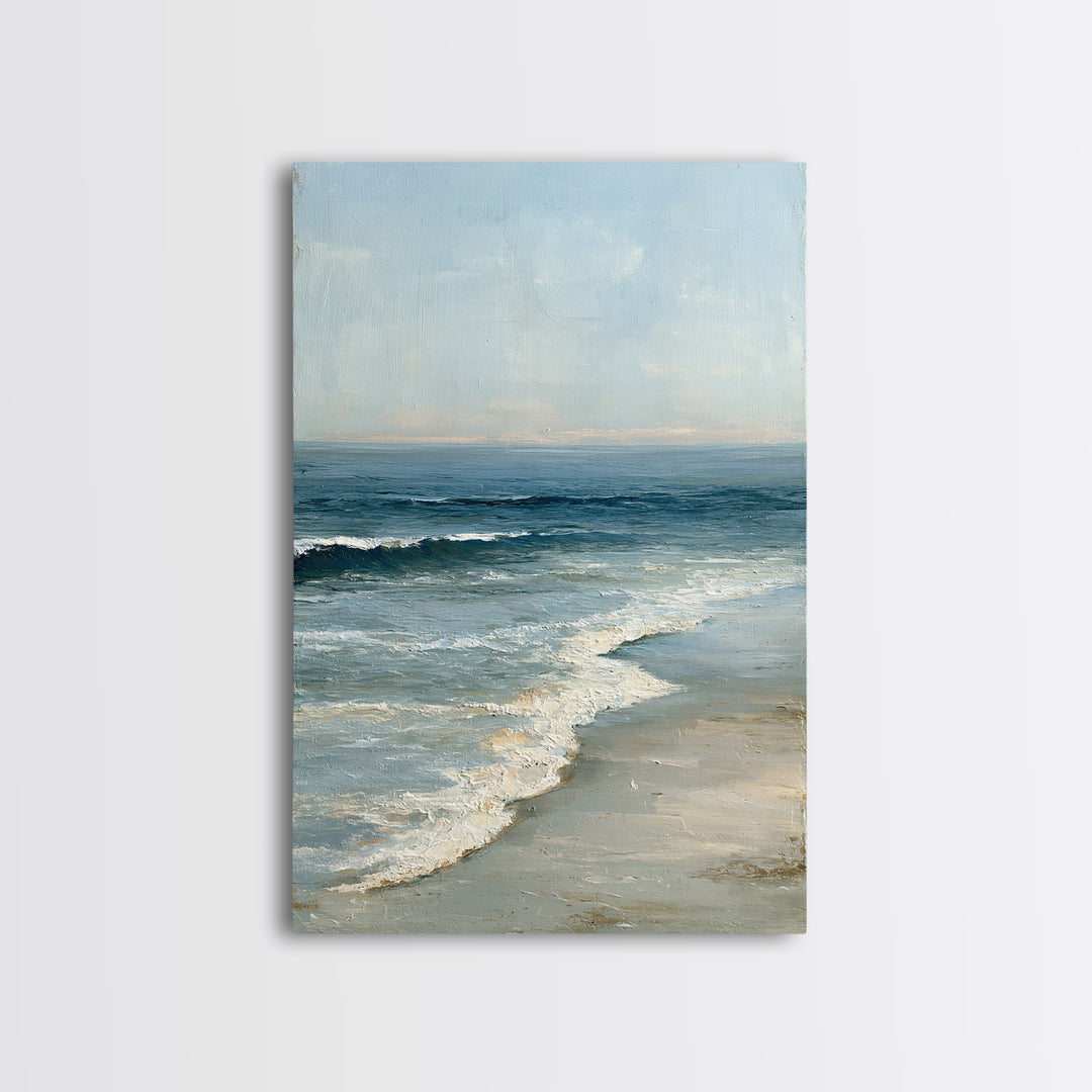 Coastal Horizon in Muted Spa Blues Canvas Print, Spa Art, Black Woman Art, Spa Decor, Fine Art, Serenity, Modern Home Decor, SPA-2x3-66