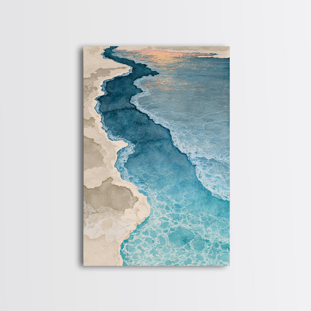 Blue Lagoon Water Seen from Above Framed Canvas Print, Spa Art, Teen Girl Room Decor, Spa Decor, Serenity, Luxury Decor, SPA-2x3-76