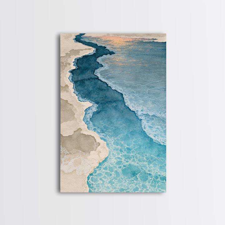 Blue Lagoon Water Seen from Above Framed Canvas Print, Spa Art, Teen Girl Room Decor, Spa Decor, Serenity, Luxury Decor, SPA-2x3-76