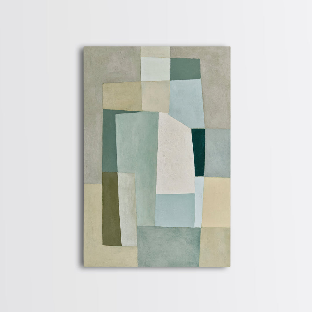 Sage and Ivory Geometric Calm Composition Canvas Print, Spa Art, Fashion Wall Art, Spa Decor, Abstract Art, Serenity, SPA-2x3-77