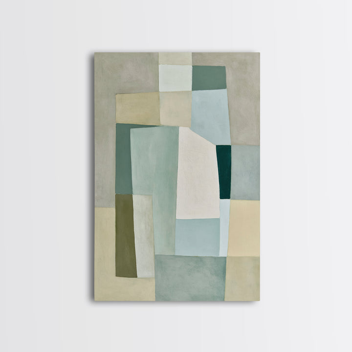 Sage and Ivory Geometric Calm Composition Canvas Print, Spa Art, Fashion Wall Art, Spa Decor, Abstract Art, Serenity, SPA-2x3-77
