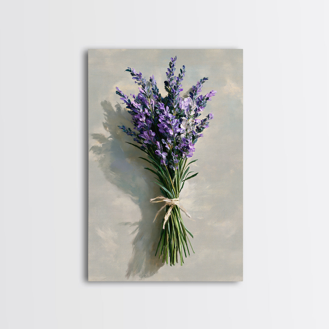 Lavender Bundle with Soft Shadow Framed Canvas Print, Spa Art, Esthetician Decor, Spa Decor, Fine Art, Serenity, Room Decor, SPA-2x3-87