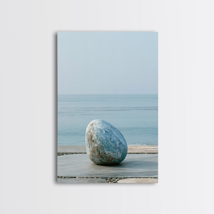 Coastal Horizon in Muted Spa Blues Framed Canvas Print, Spa Art, Spa, Spa Decor, Oil Painting, Serenity, Teen Girl Room Decor, SPA-2x3-90