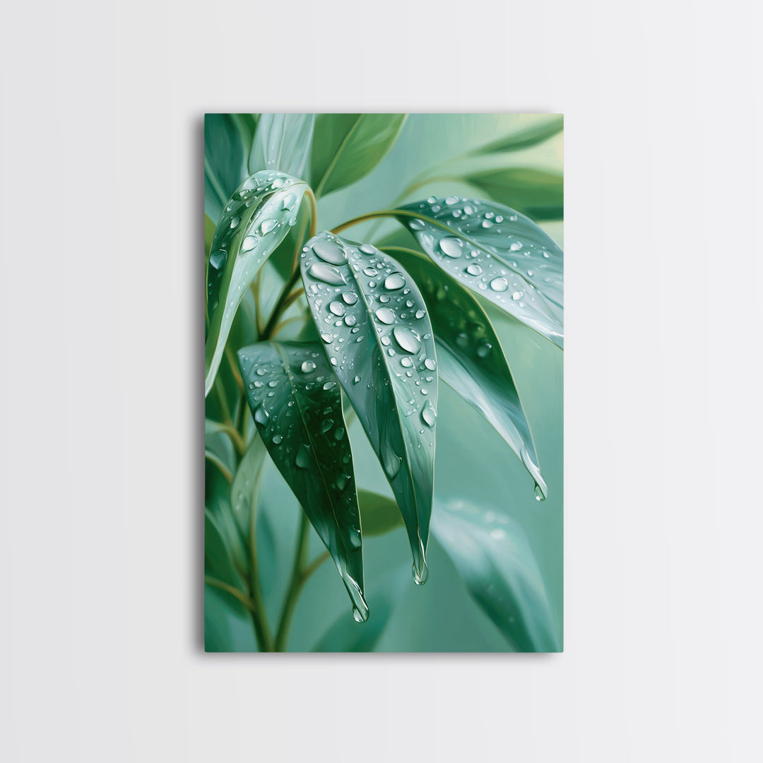 Rain on Leaves Canvas Print, Spa Art, Animal Art, Spa Decor, Fine Art, Serenity, Gallery Decor, Neutral Decor, Modern Decor, SPA-2x3-96