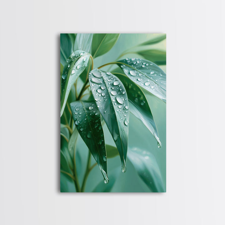 Rain on Leaves Canvas Print, Spa Art, Animal Art, Spa Decor, Fine Art, Serenity, Gallery Decor, Neutral Decor, Modern Decor, SPA-2x3-96