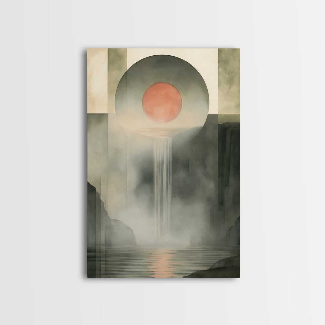 Serene Waterfall with Mist Framed Canvas Print, Spa Art, Nature Prints, Spa Decor, Watercolor Art, Serenity, Dog Groomer Gifts, SPA-2x3-98