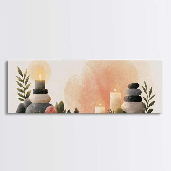 Warm Candle Flame Framed Canvas Print, Spa Art, Fashion Wall Art, Spa Decor, Fine Art, Serenity, Modern Decor, Fine Art Print, SPA-3x1-1