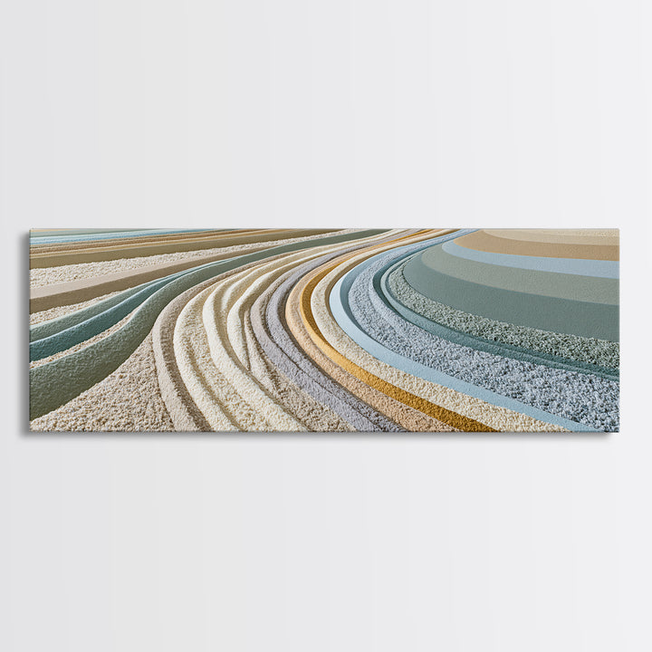 Sand Garden Lines Canvas Print, Spa Art, Textured Painting, Spa Decor, Fine Art, Serenity, Travel Poster, Abstract, SPA-3x1-100