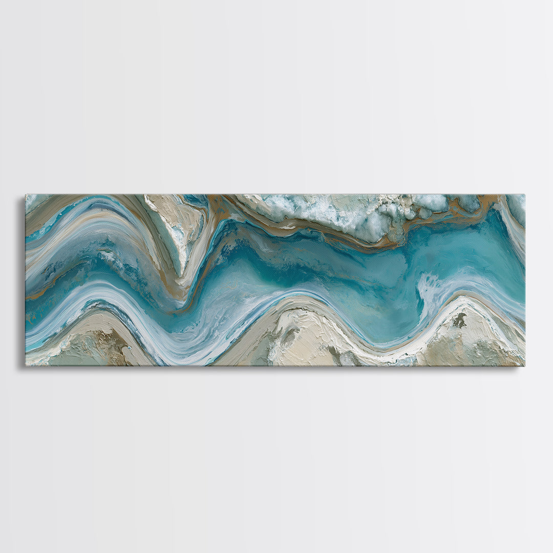 Blue Lagoon Water Seen from Above Framed Canvas Print, Spa Art, Teen Girl Room Decor, Spa Decor, Serenity, Luxury Decor, SPA-3x1-12