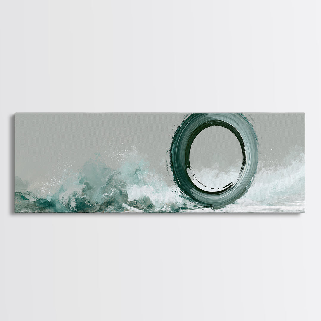 Minimal Zen Circle Brushstroke Canvas Print, Spa Art, Tarot Card Art, Spa Decor, Fine Art, Serenity, Textured Painting, SPA-3x1-24