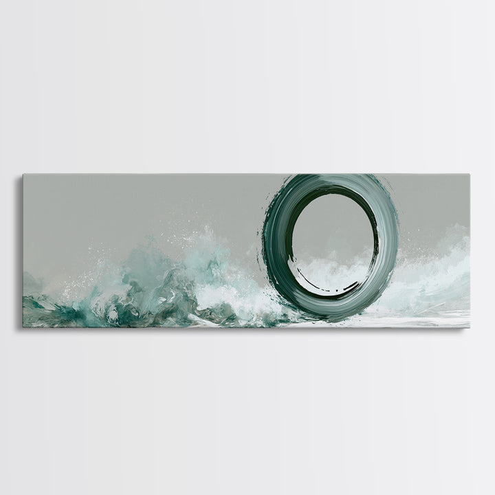 Minimal Zen Circle Brushstroke Canvas Print, Spa Art, Tarot Card Art, Spa Decor, Fine Art, Serenity, Textured Painting, SPA-3x1-24
