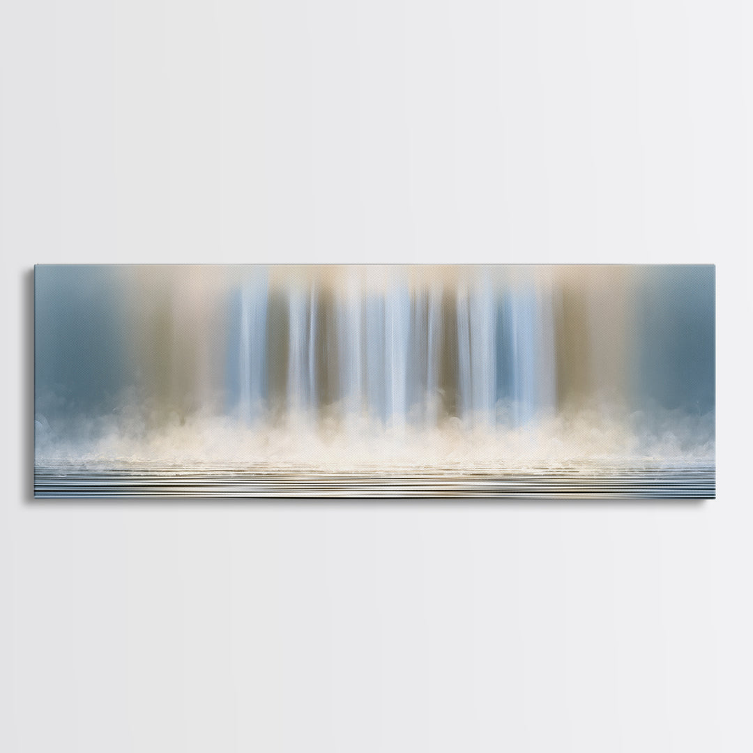 Serene Waterfall with Mist Canvas Print, Spa Art, Contemporary Art, Spa Decor, Abstract Art, Serenity, Spa Wall Art, Dog Canvas, SPA-3x1-34