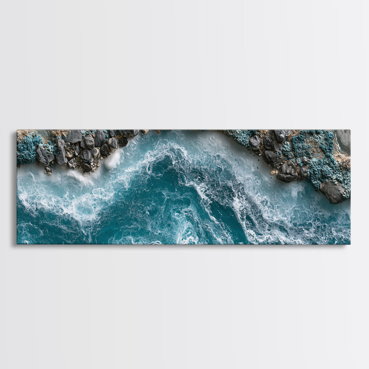 Blue Lagoon Water Seen from Above Canvas Print, Spa Art, Gallery Decor, Spa Decor, Fine Art, Serenity, Wall Art, Home Decor, SPA-3x1-36