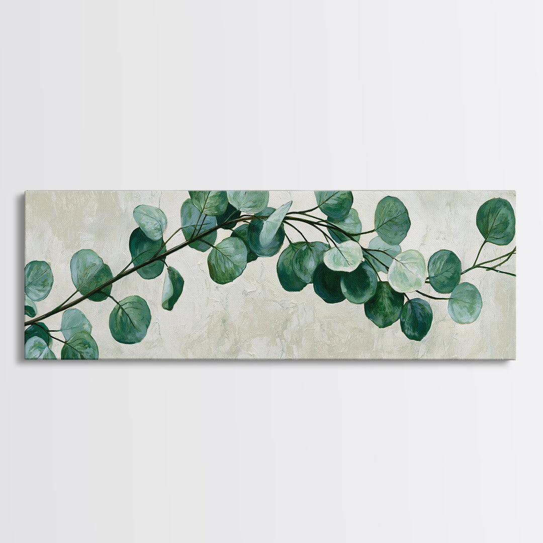 Eucalyptus Branch in Soft Green Watercolor Canvas Print, Spa Art, Wall Art Print, Spa Decor, Fine Art, Serenity, Animal Art, SPA-3x1-43